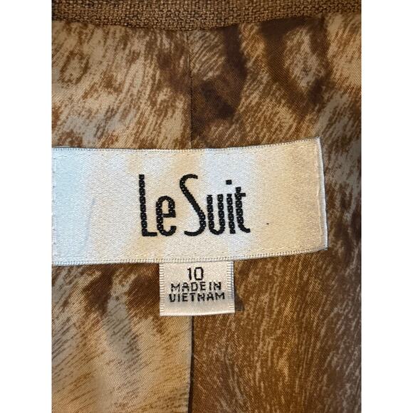 Le Suit Blazer Women's Size 10 Brown Animal Print Lining Office Career Jacket - Picture 3 of 11